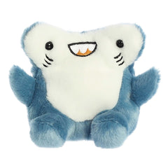 Aurora Palm Pals Huddleston Hammerhead Shark plush in blue front view, soft and cuddly for kids and collectors.