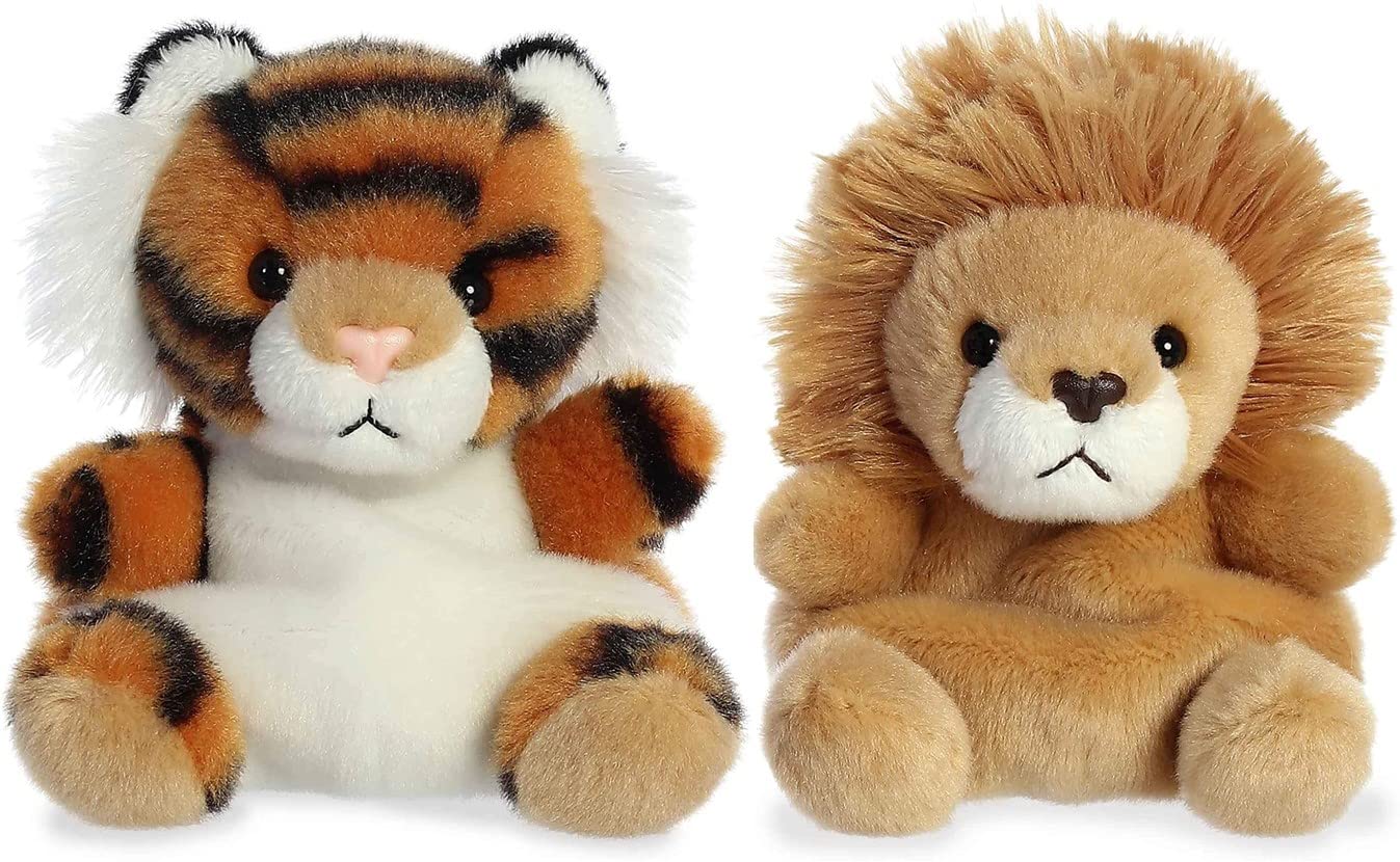 Aurora Palm Pals Leno Lion sits in a hand with soft plush fur.