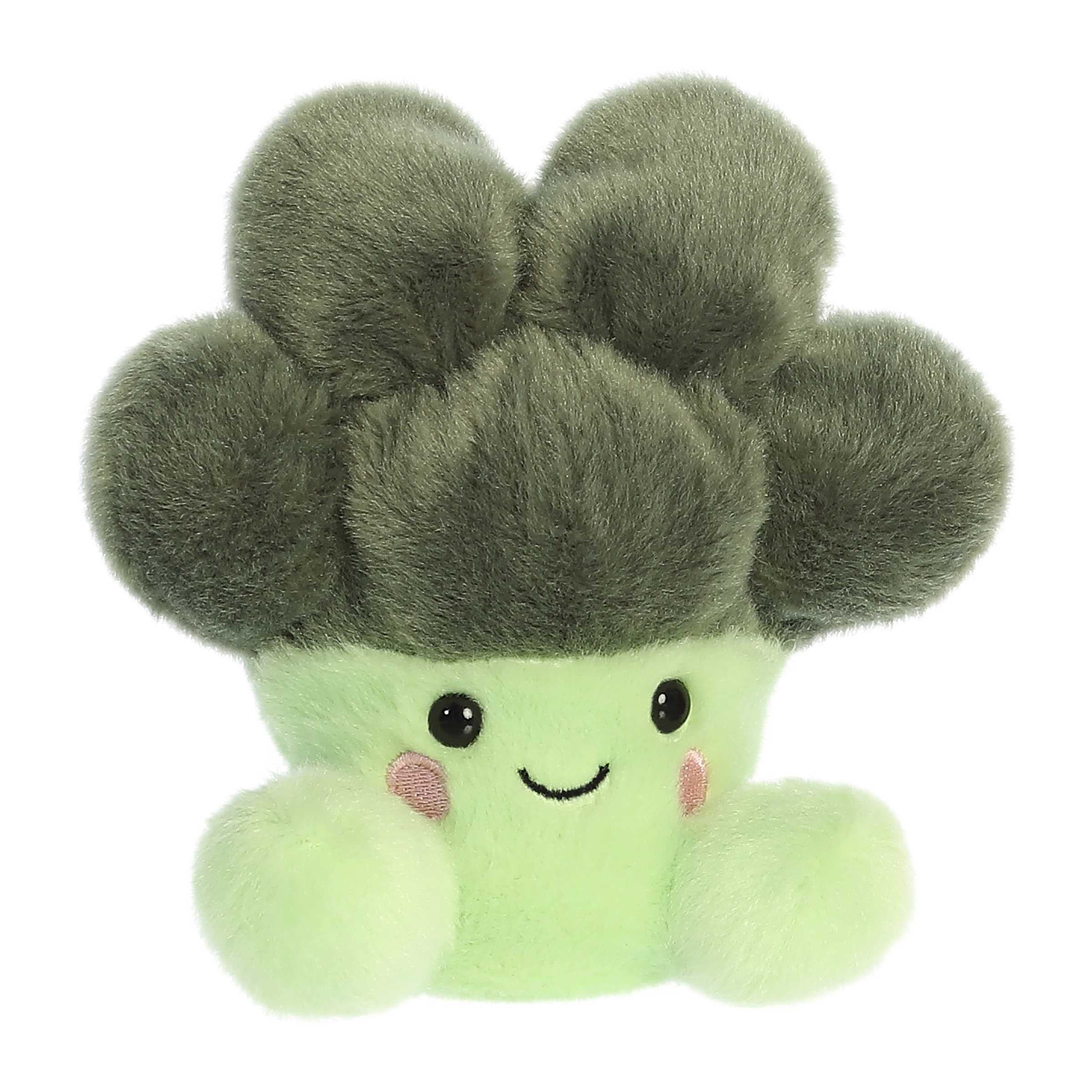 Aurora Palm Pals Luigi Broccoli plush back view with friendly character for shelf decor