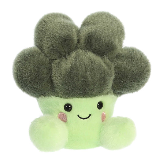Aurora Palm Pals Luigi Broccoli plush back view with friendly character for shelf decor