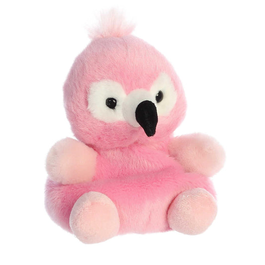 Aurora Palm Pals Pinky Flamingo handheld size demonstrates palm-sized charm for desk companions.