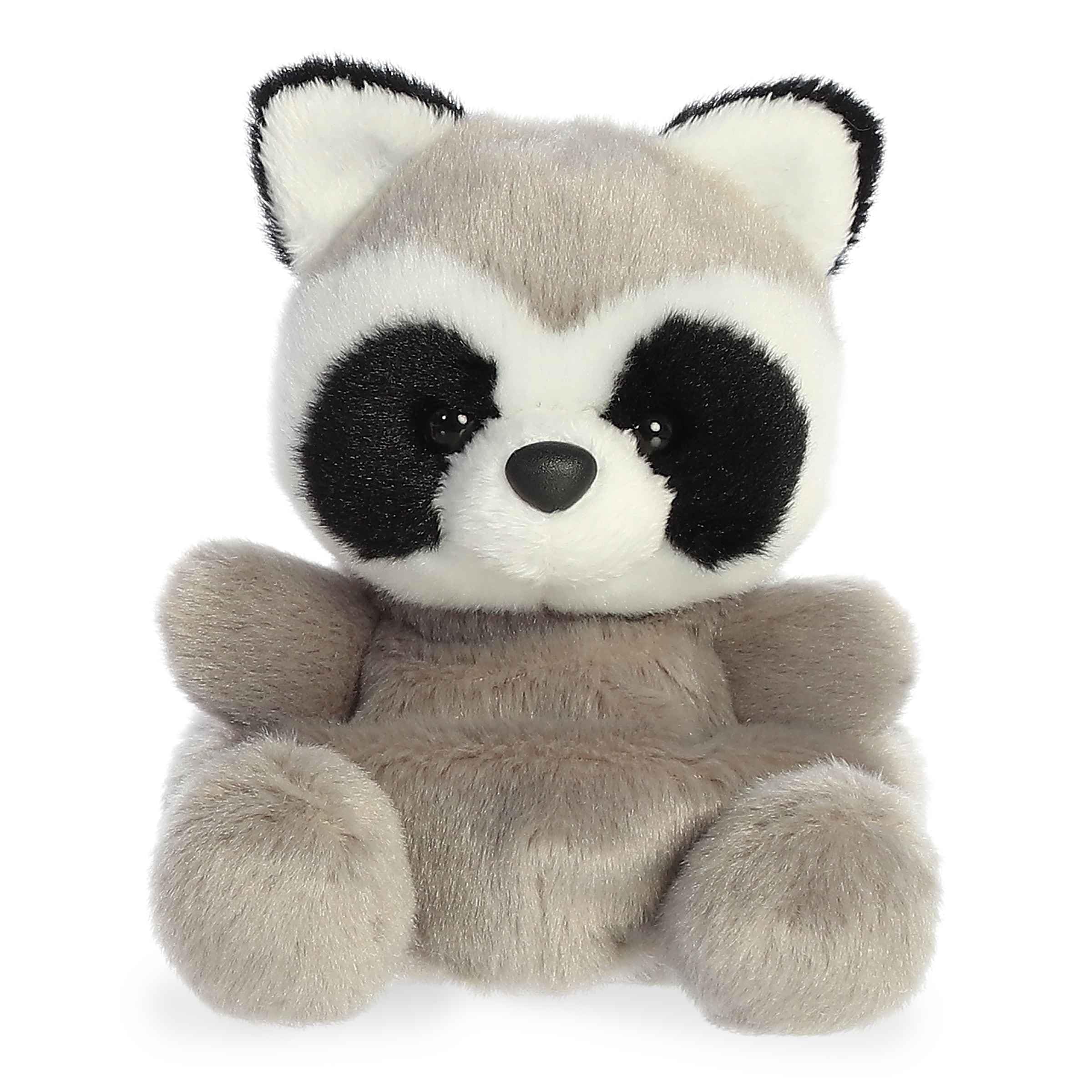 Aurora Palm Pals Rascal Raccoon face close-up with soft grey fur and playful eyes
