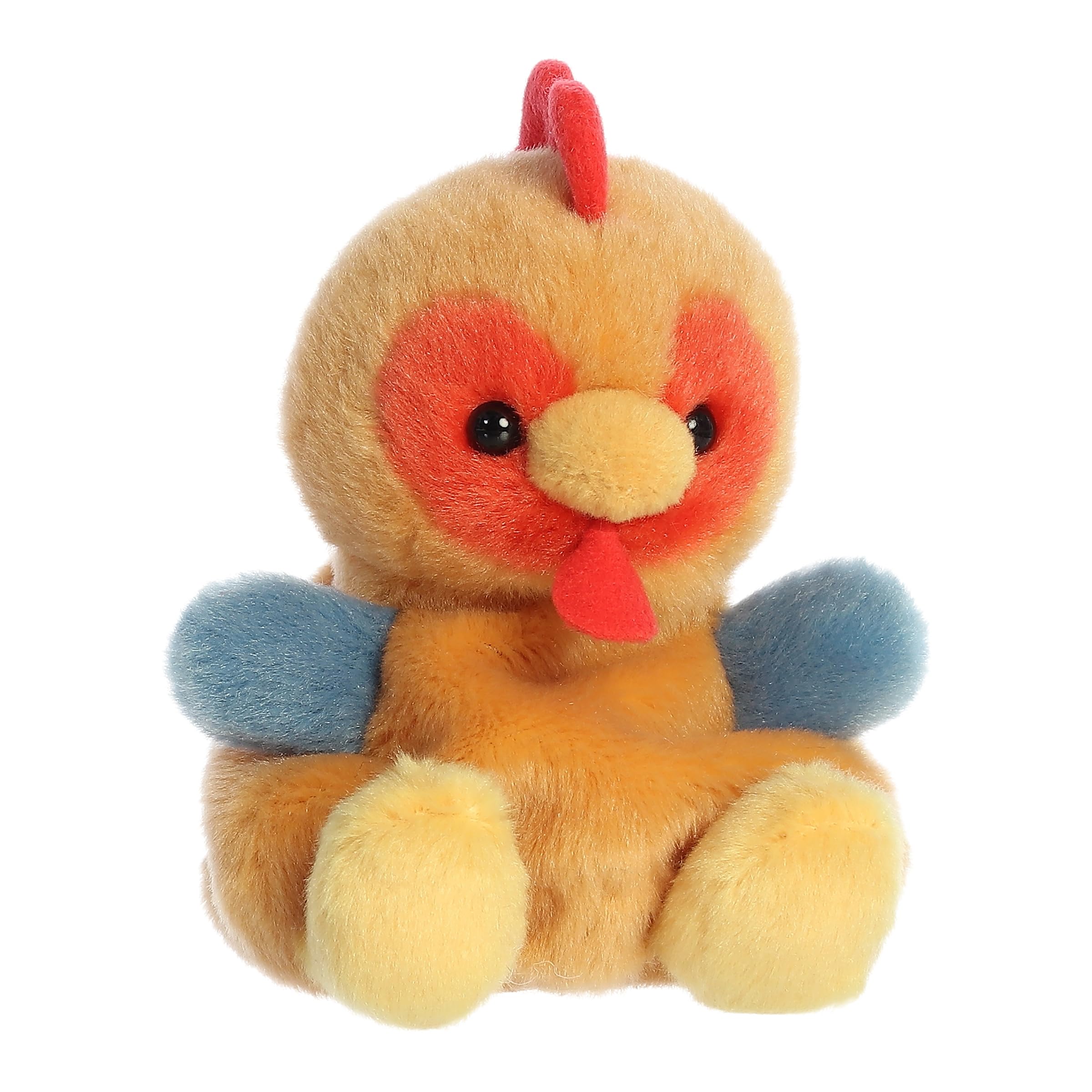 Aurora Palm Pals Red Rooster front view plush, ideal for shelf decor.