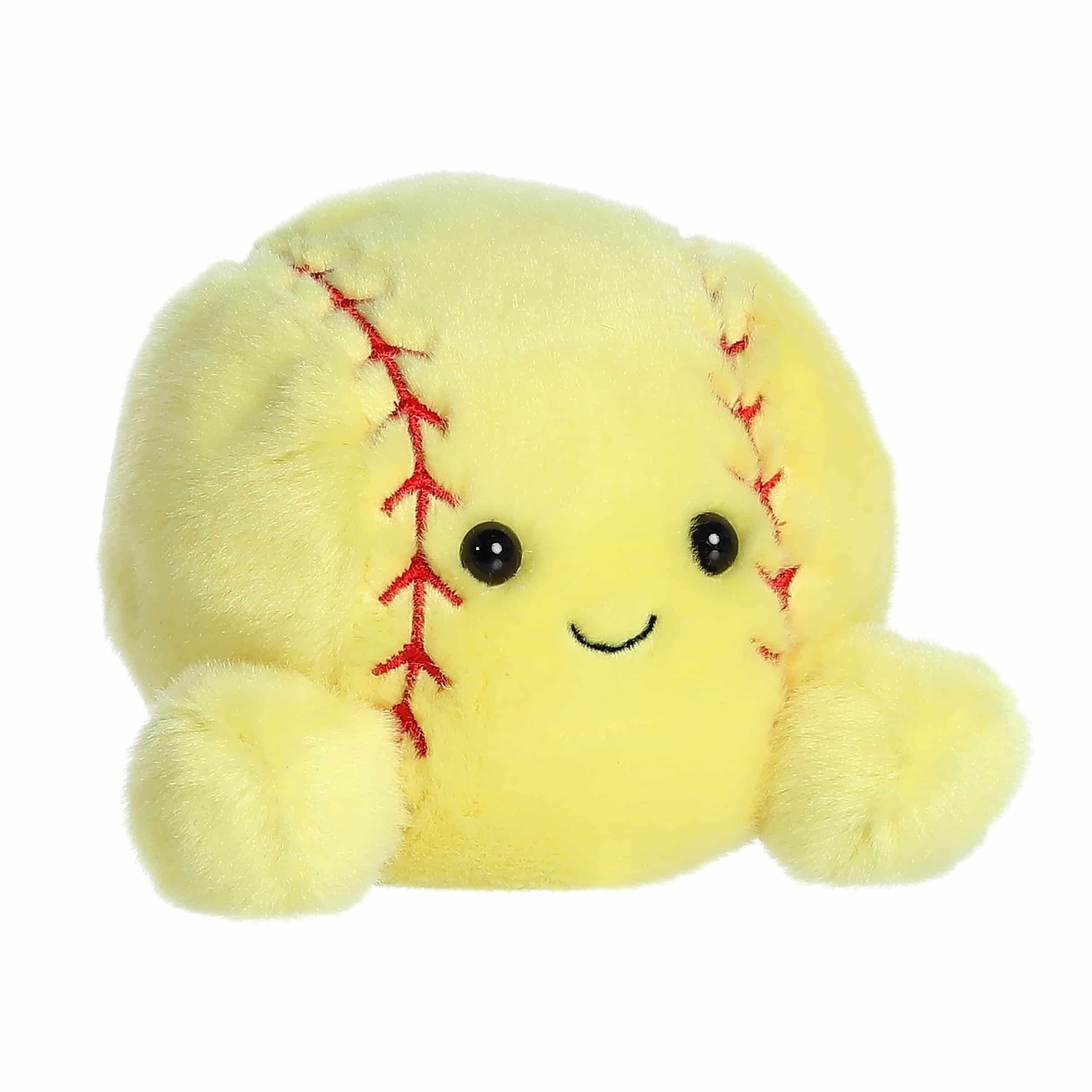 Texture close-up of Aurora Palm Pals Shortstop plush showing soft, fluffy fabric.