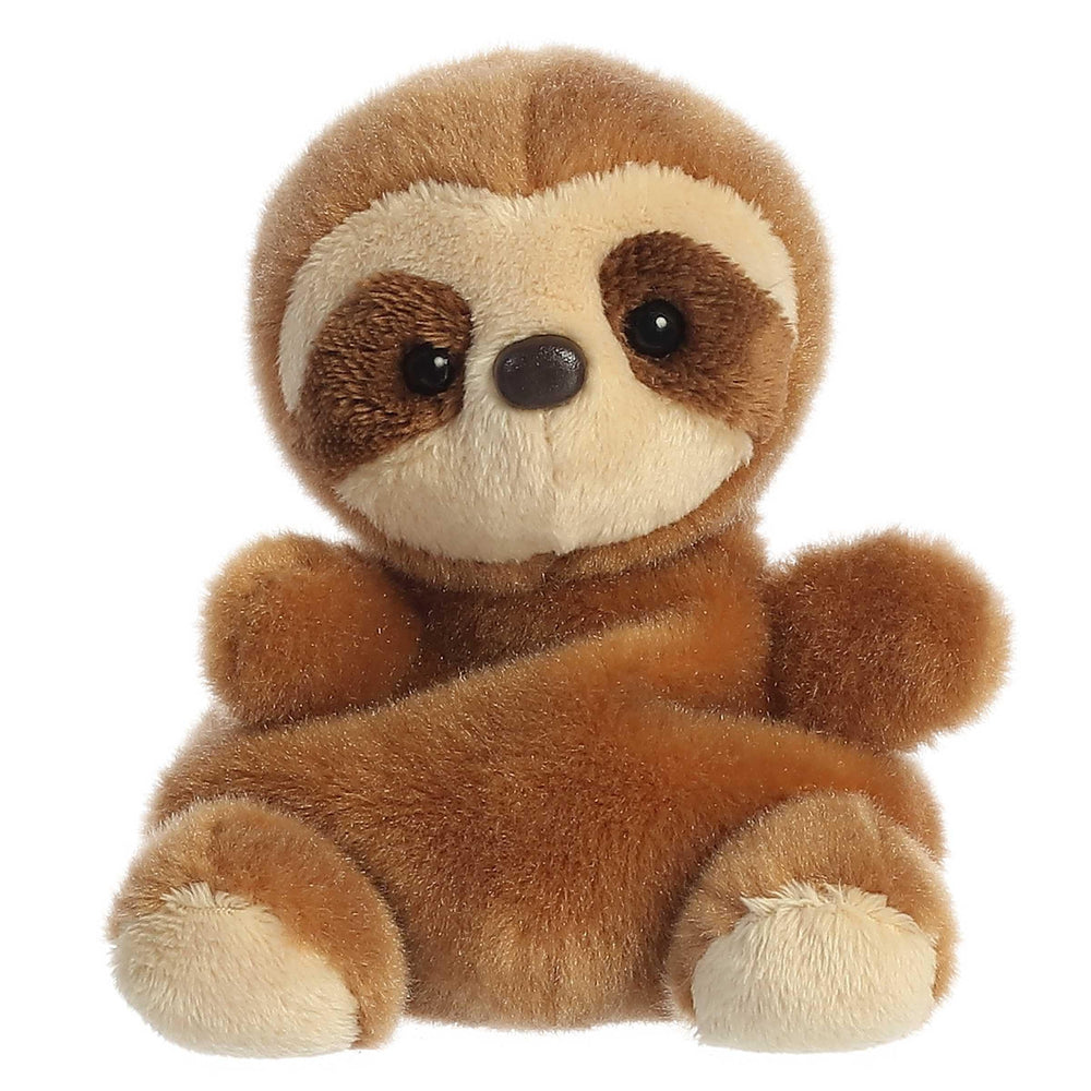 Aurora Palm Pals Slomo Sloth with soft brown coat, ideal cuddle buddy and decor accent.