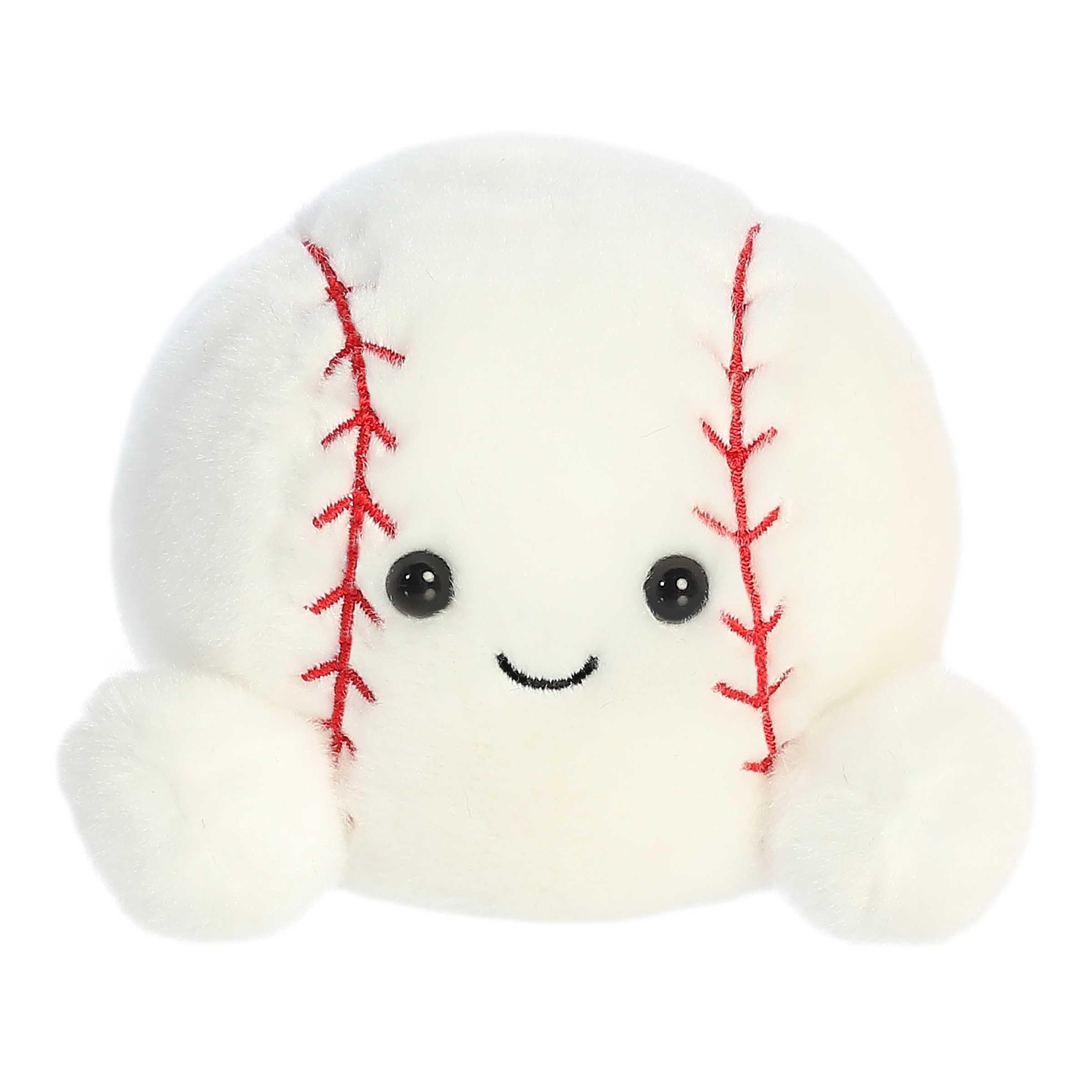 Aurora Palm Pals Slugger Baseball plush in white with soft texture and 5-inch presence, ideal for display.