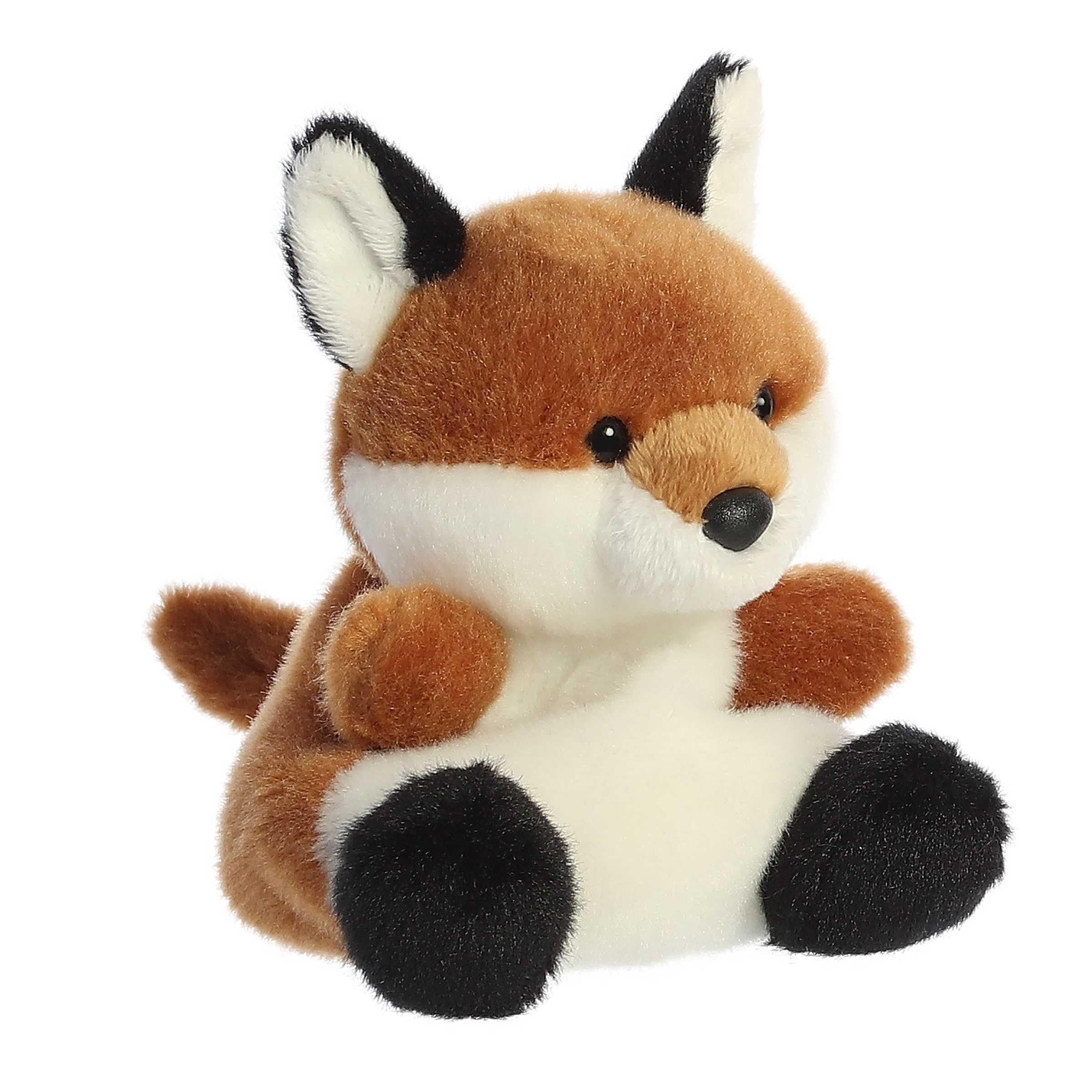 Aurora Palm Pals Sly Fox at 4.5 inches, easy to tuck into shelves.