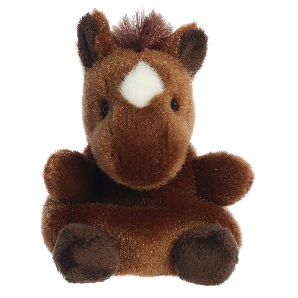Aurora Palm Pals Truffle Brown Horse face detail for cozy cuddles and playful hugs