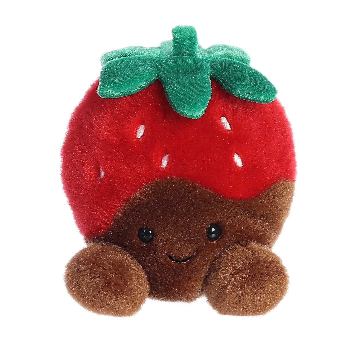 Aurora Palm Pals Valentino Chocolate Strawberry plush, front view, soft cuddly companion.