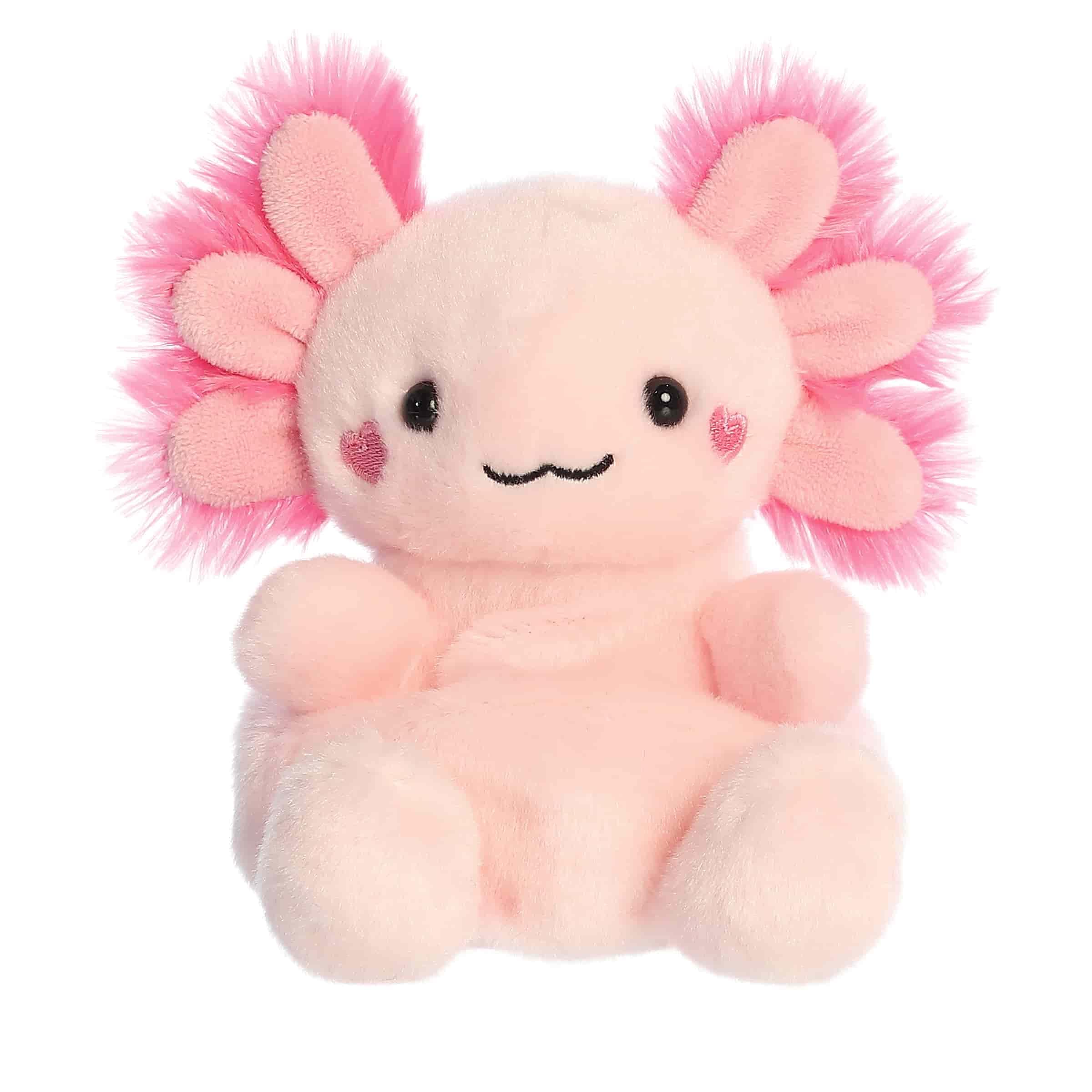 Aurora Palm Pals Xena axolotl plush in pink for cozy hugs and collecting.