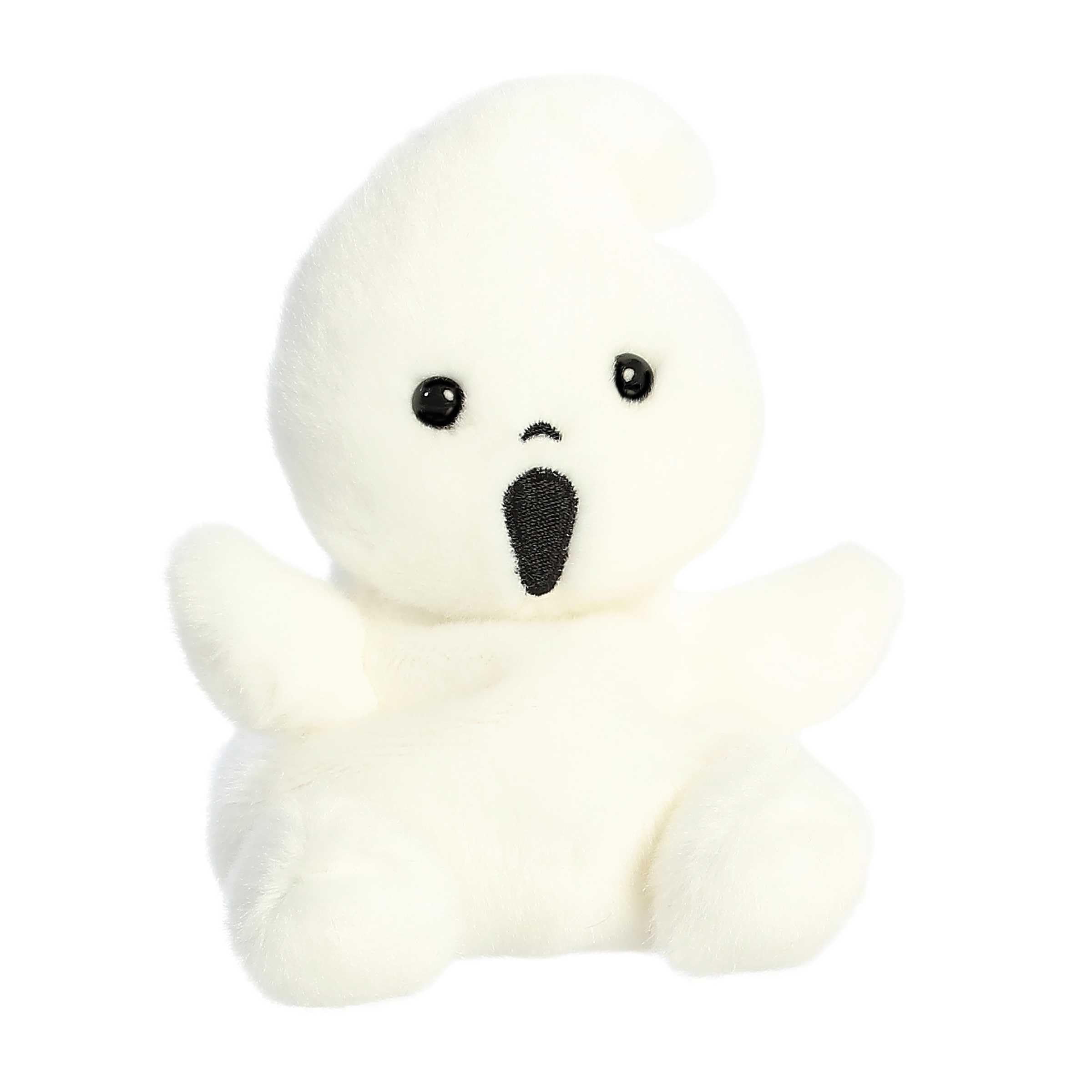 Aurora Boo Ghost palm plush in white, perfect as a tiny gift or desk-friendly decor.