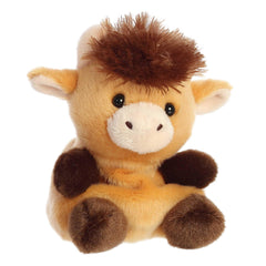 Soft fluffy Hubert Highland Cow Palm Pal plush with cuddly texture