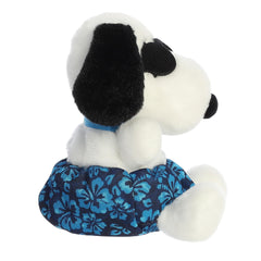 Aurora Peanuts plush Surfer Snoopy close-up with sunglasses, ideal gift for fans.
