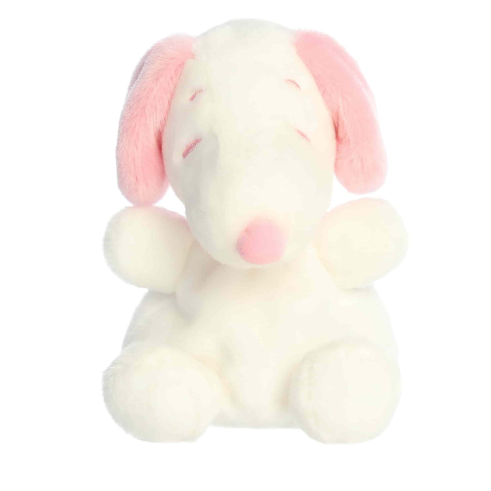 Aurora Snoopy Palm Pal close-up showing soft plush and gentle stitching for hugs.