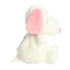 Aurora Snoopy Palm Pal side view highlighting soft plush and compact size.