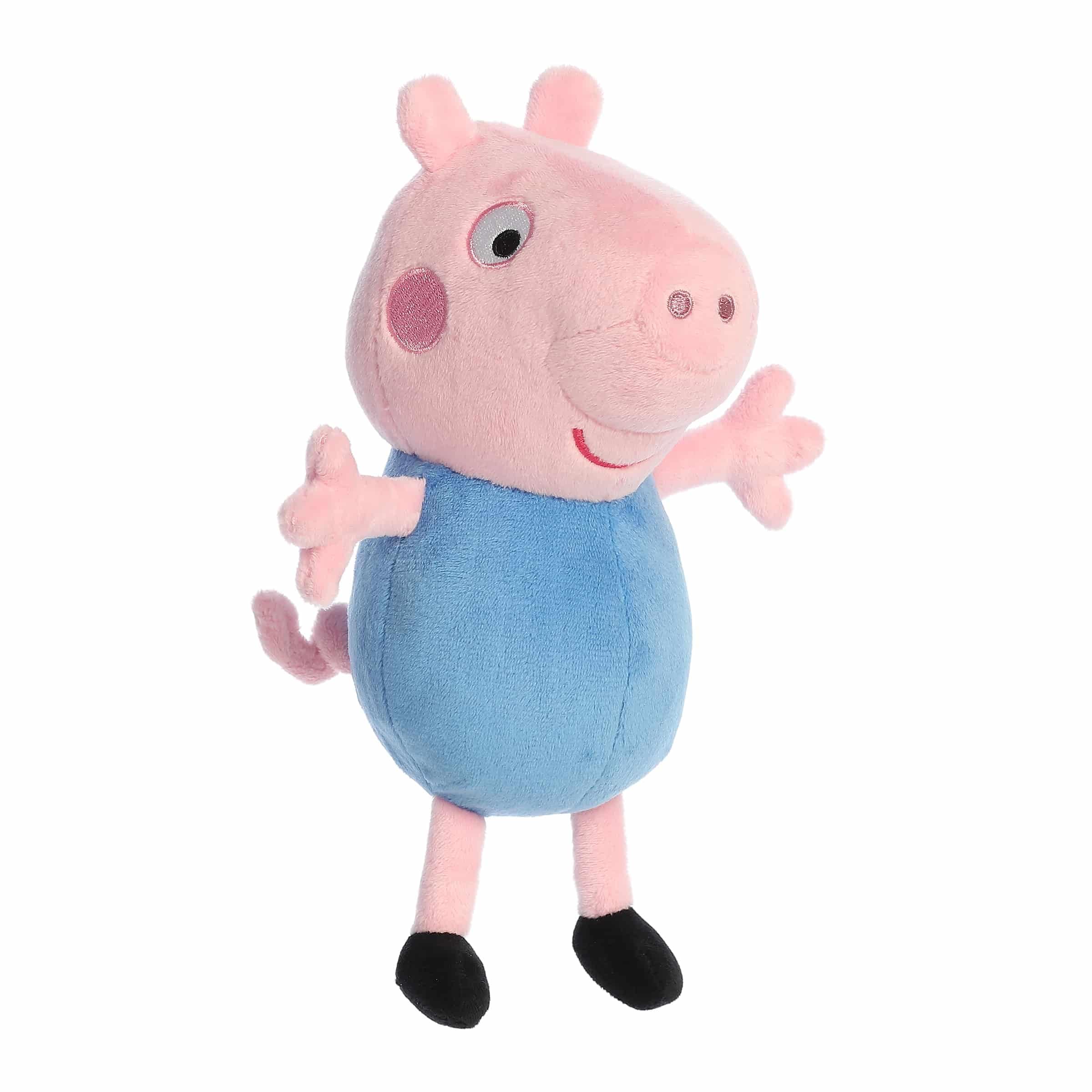 George Pig in a playful scene, sparks imaginative storytelling with Aurora plush.