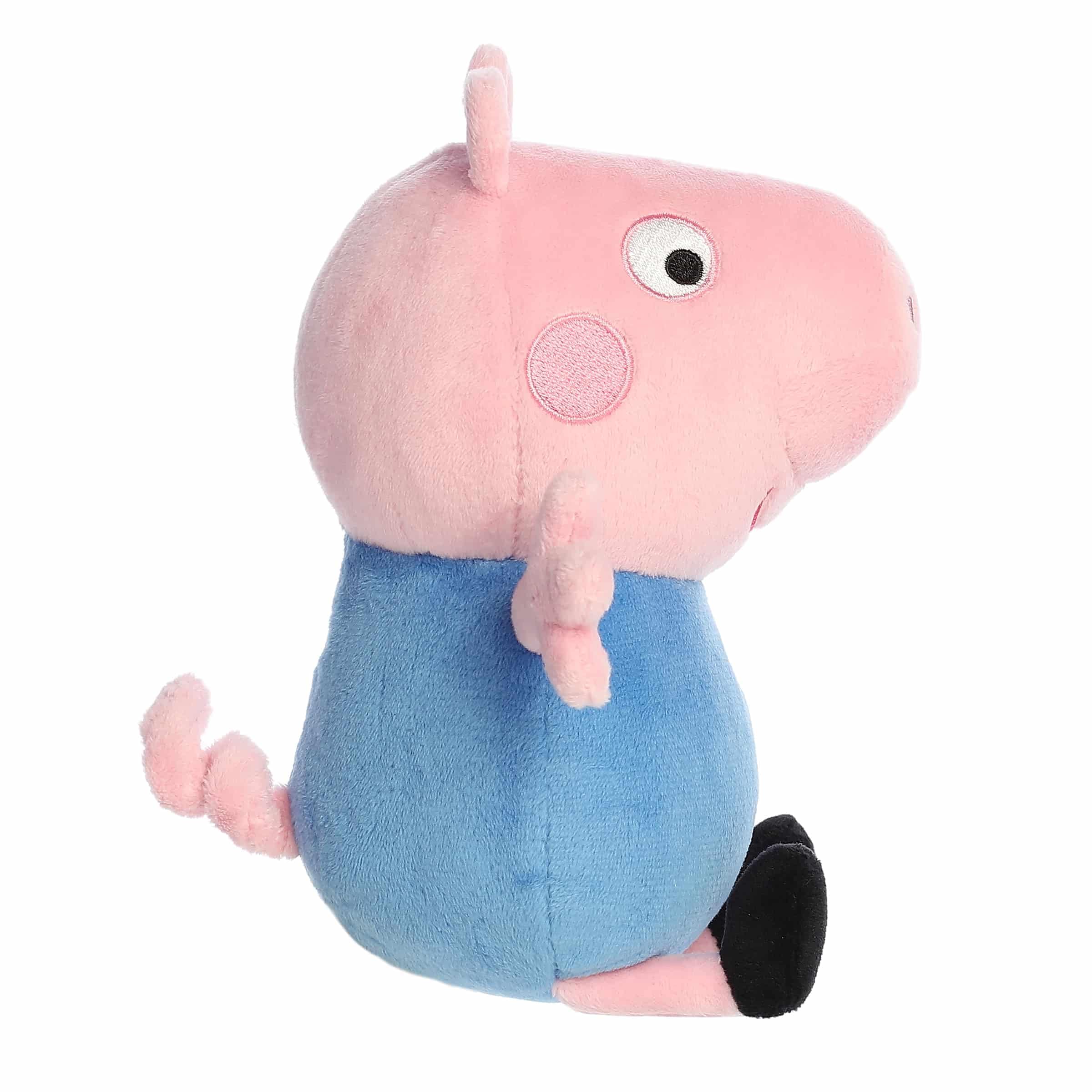 Close-up of soft plush material for cozy hugs with Aurora George Pig.