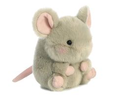 Aurora Frisk Mouse paws-on-tummy pose emphasizing balance-friendly design.