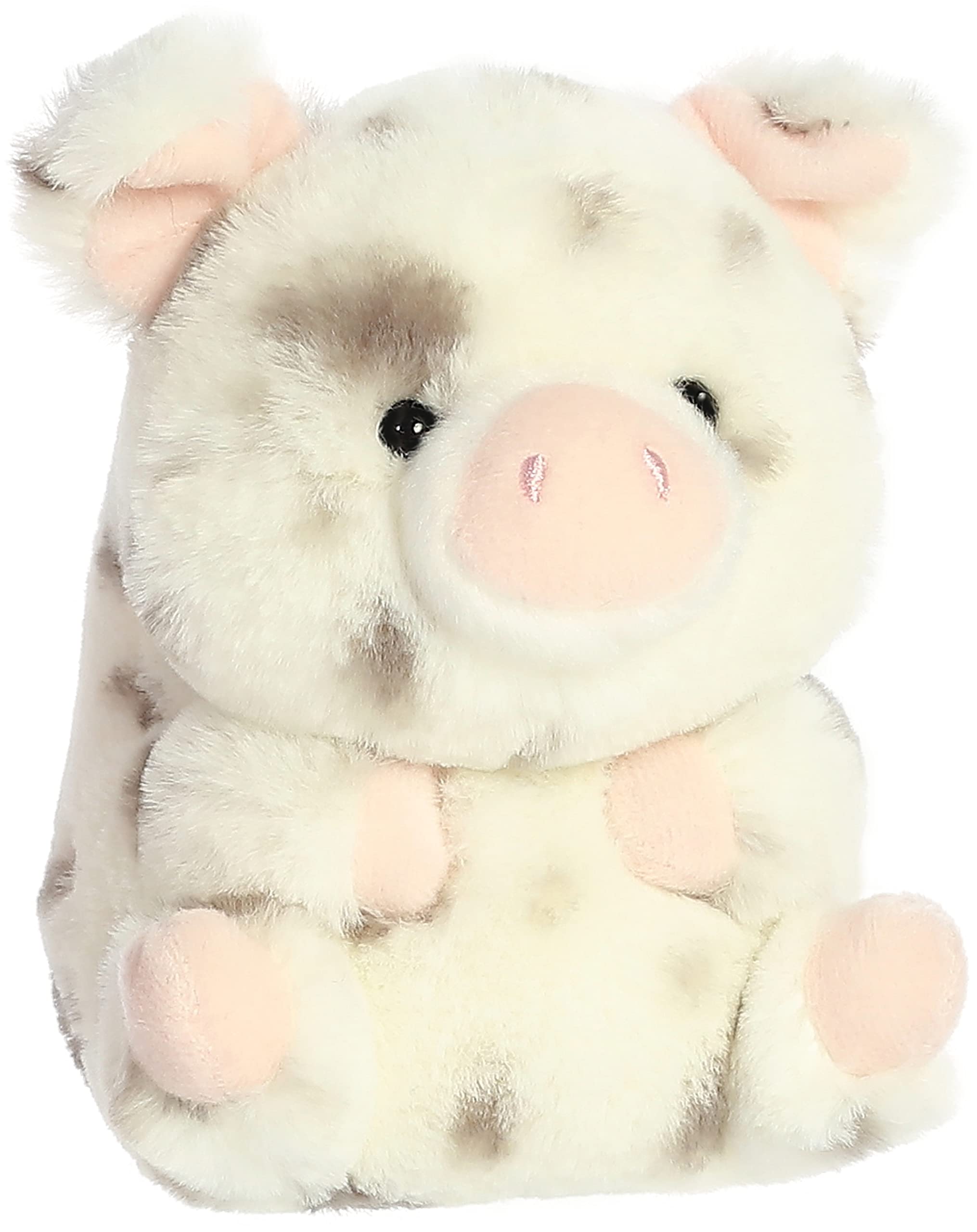 Aurora Playful Rolly Pet Periwinkle Pig balances on its back for playful display