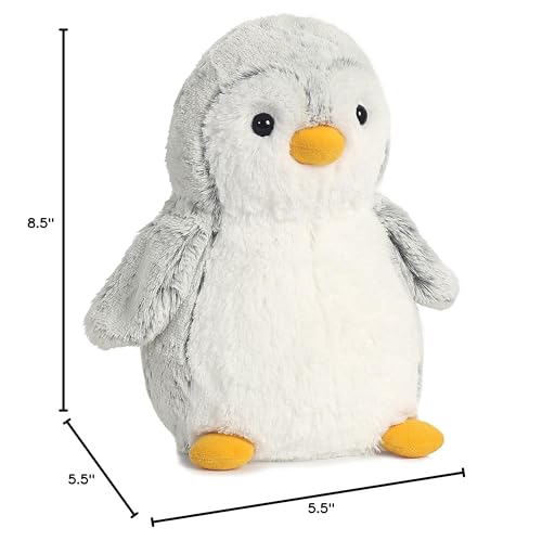 Aurora Pompom Penguin gray, 8.5 inches tall for desk cuddles