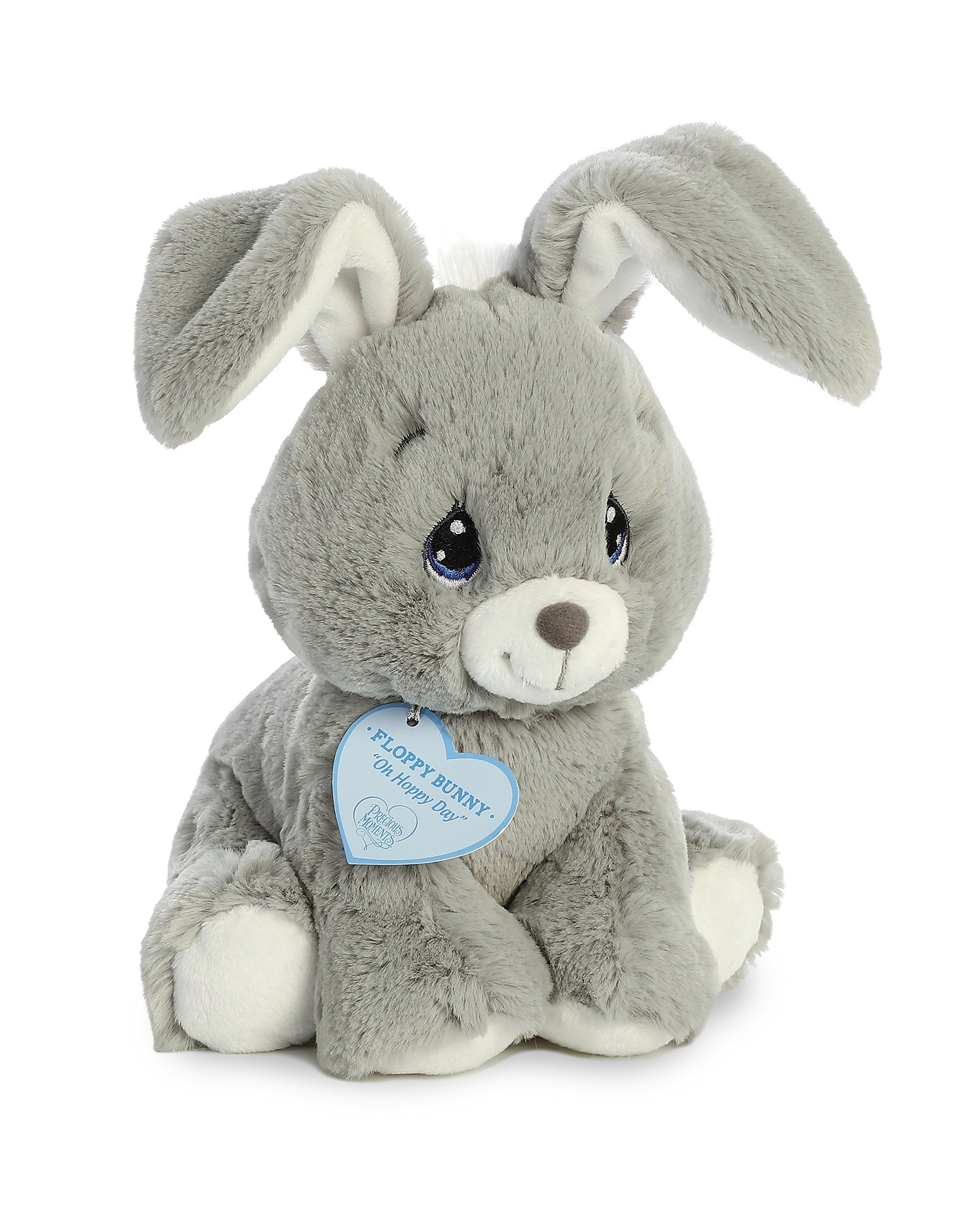 Aurora Precious Moments bunny grey with inspirational tag, collectible plush gift.