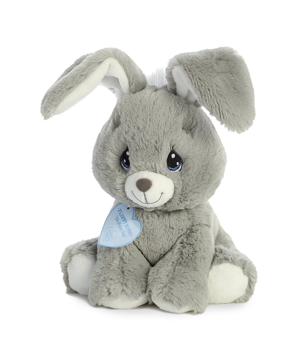Aurora Precious Moments plush bunny grey, super soft for bedtime hugs.