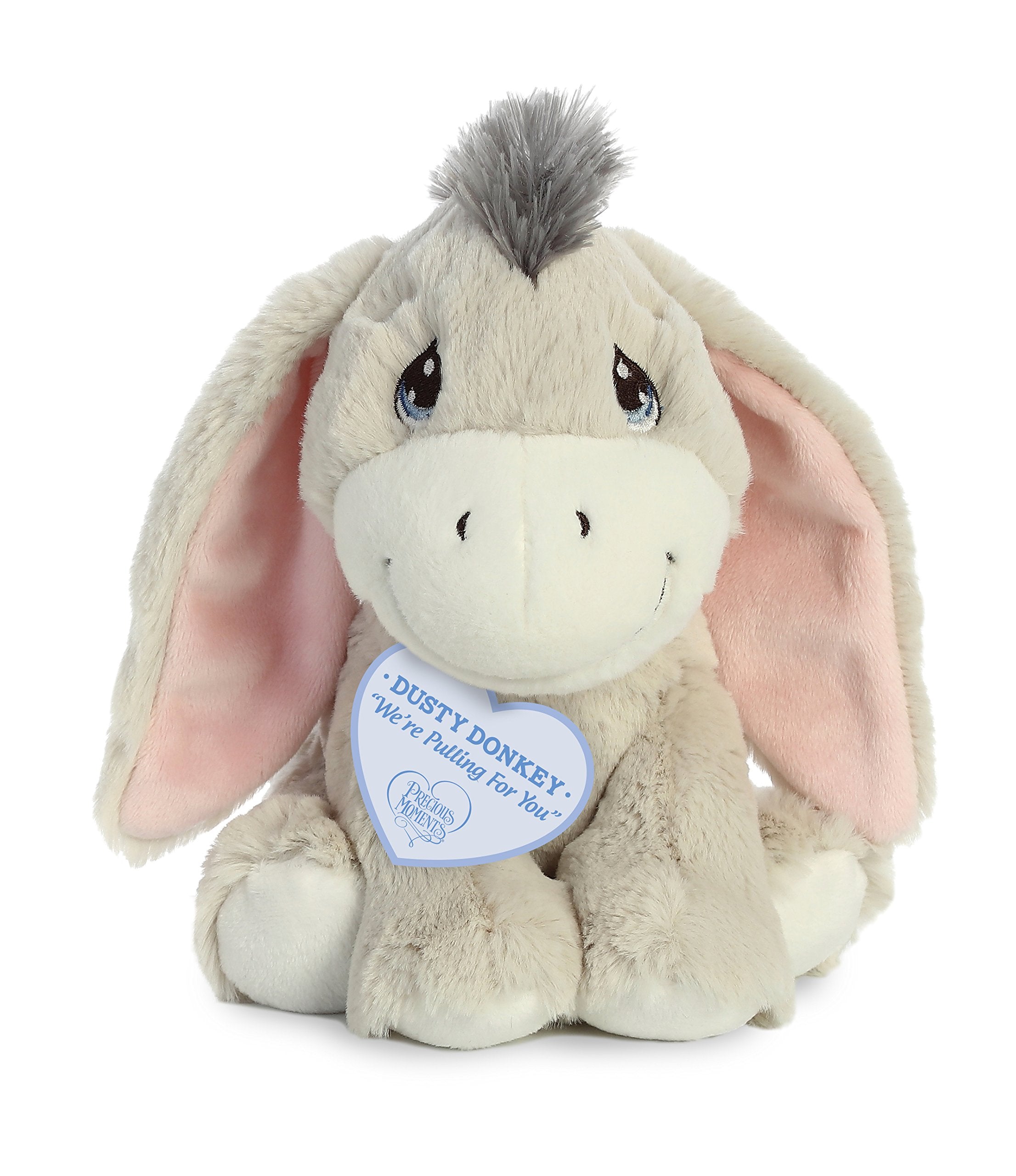 Aurora Precious Moments dusty donkey plush with soft fur for comforting hugs.