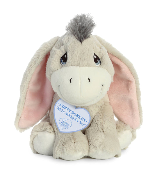 Aurora Precious Moments dusty donkey plush with soft fur for comforting hugs.