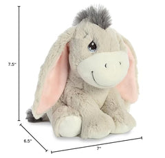 Aurora Precious Moments dusty donkey plush features a soft gray face for cozy hugs on the go.