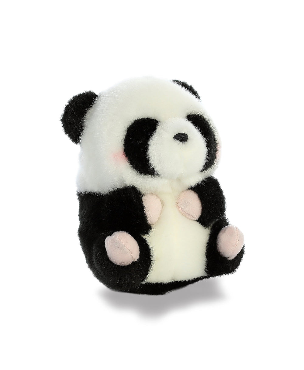 Aurora Precious Panda front view, compact 4-inch plush for travel and desk decor.