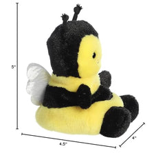 Aurora Queeny Bee Palm Pals packaging display, ideal gift-ready yellow plush.