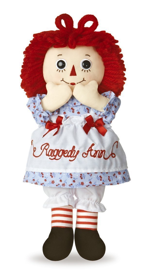 Aurora Raggedy Andy 12-inch close-up highlights durable stitching for play.
