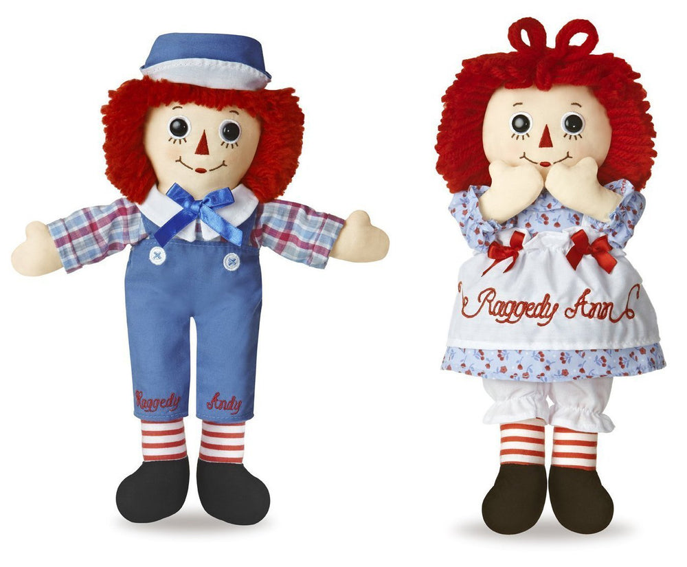 Aurora Raggedy Ann 12-inch close-up shows soft fabric for cuddling.