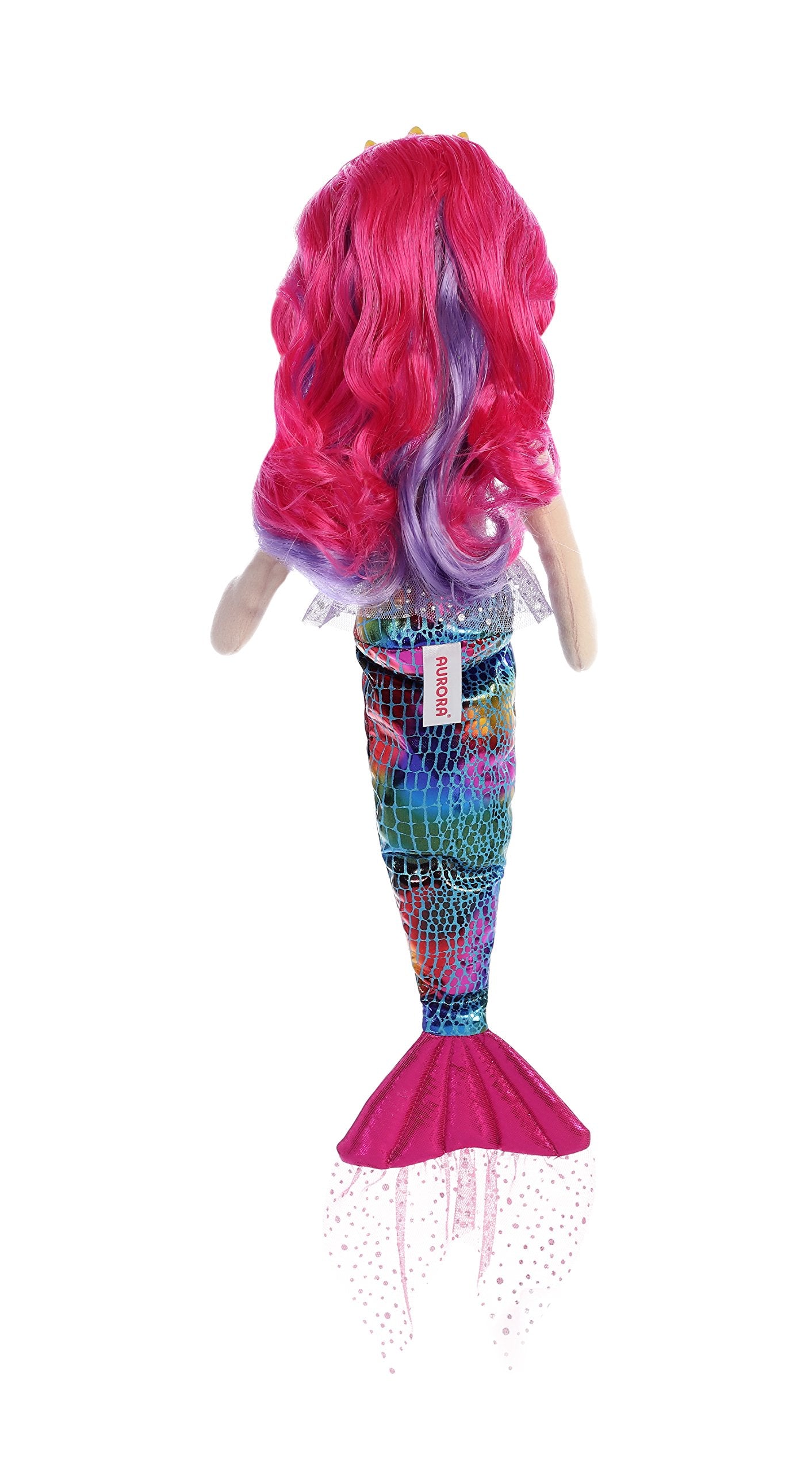 Aurora Rainbow Mermaid doll features glossy hair for stylish storytelling