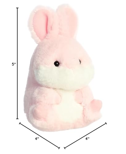Travel-ready Aurora Round Rolly Pet Bunny Pink plush, ideal for kids and families.