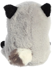 Aurora Ripley Raccoon plush balances on its behind for playful display