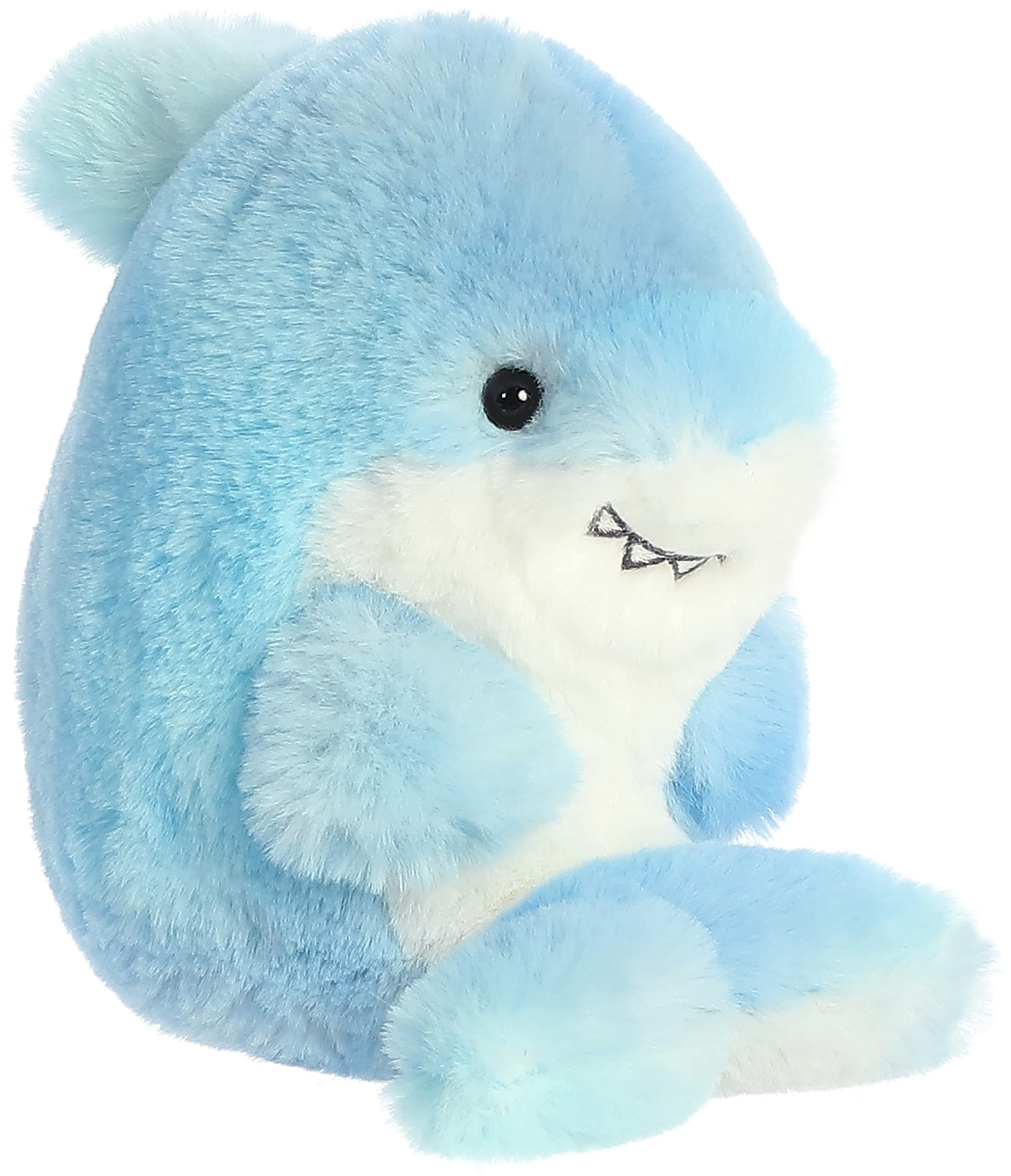 Aurora Sutton Shark plush balances on its behind for playful display and compact carry.