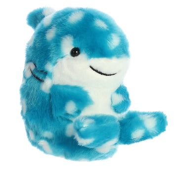Aurora Willa Whale Shark Round Rolly Pet front view for travel-friendly cuddles.