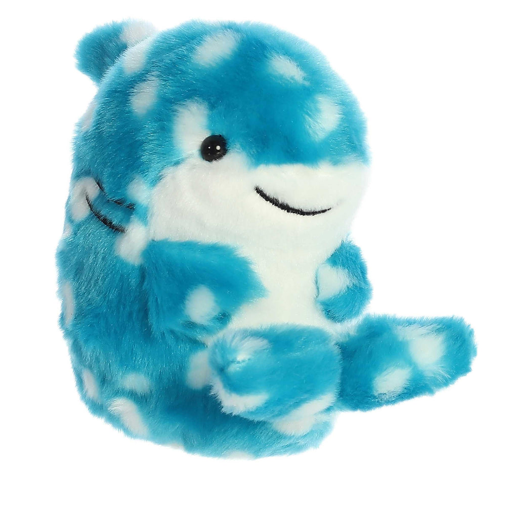 Aurora Willa Whale Shark Round Rolly Pet front view for travel-friendly cuddles.