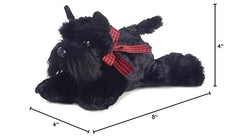 Aurora Scotty with red bow, compact plush ideal for comforting hugs and imaginative adventures.