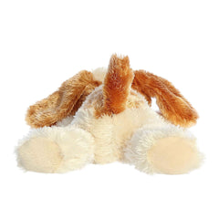 Aurora Scruff mini Flopsie dog plush snuggle scene, perfect for bedtime routines.