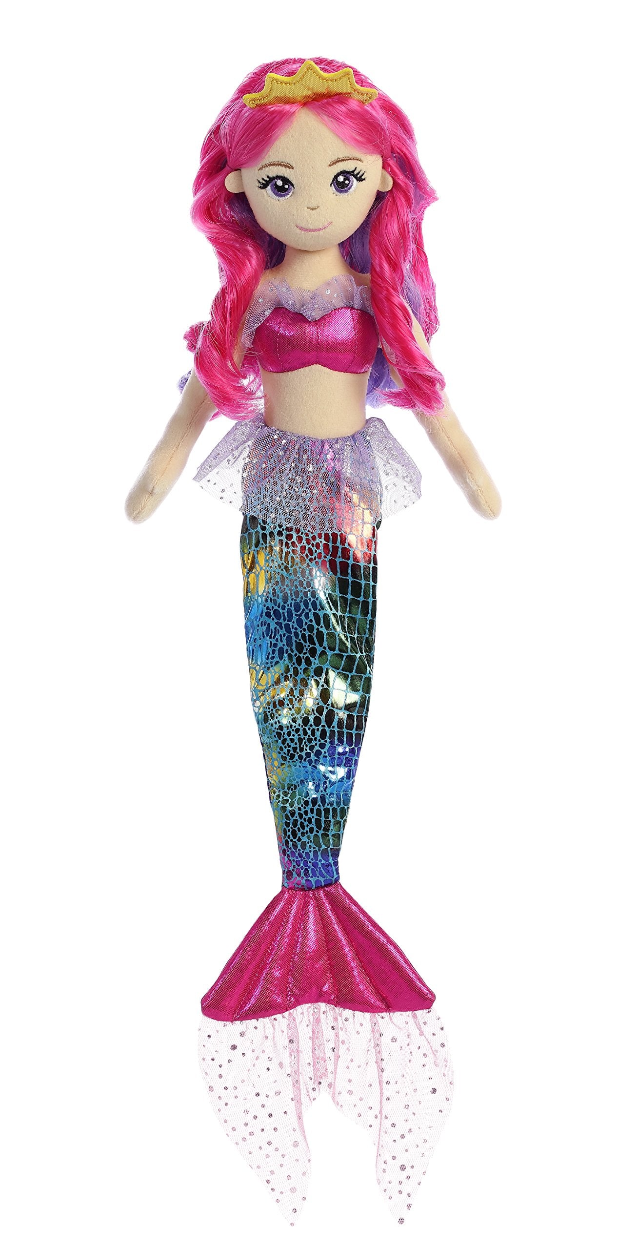 Aurora Sea Sparkle doll with glitter tulle adds festive flair during celebrations