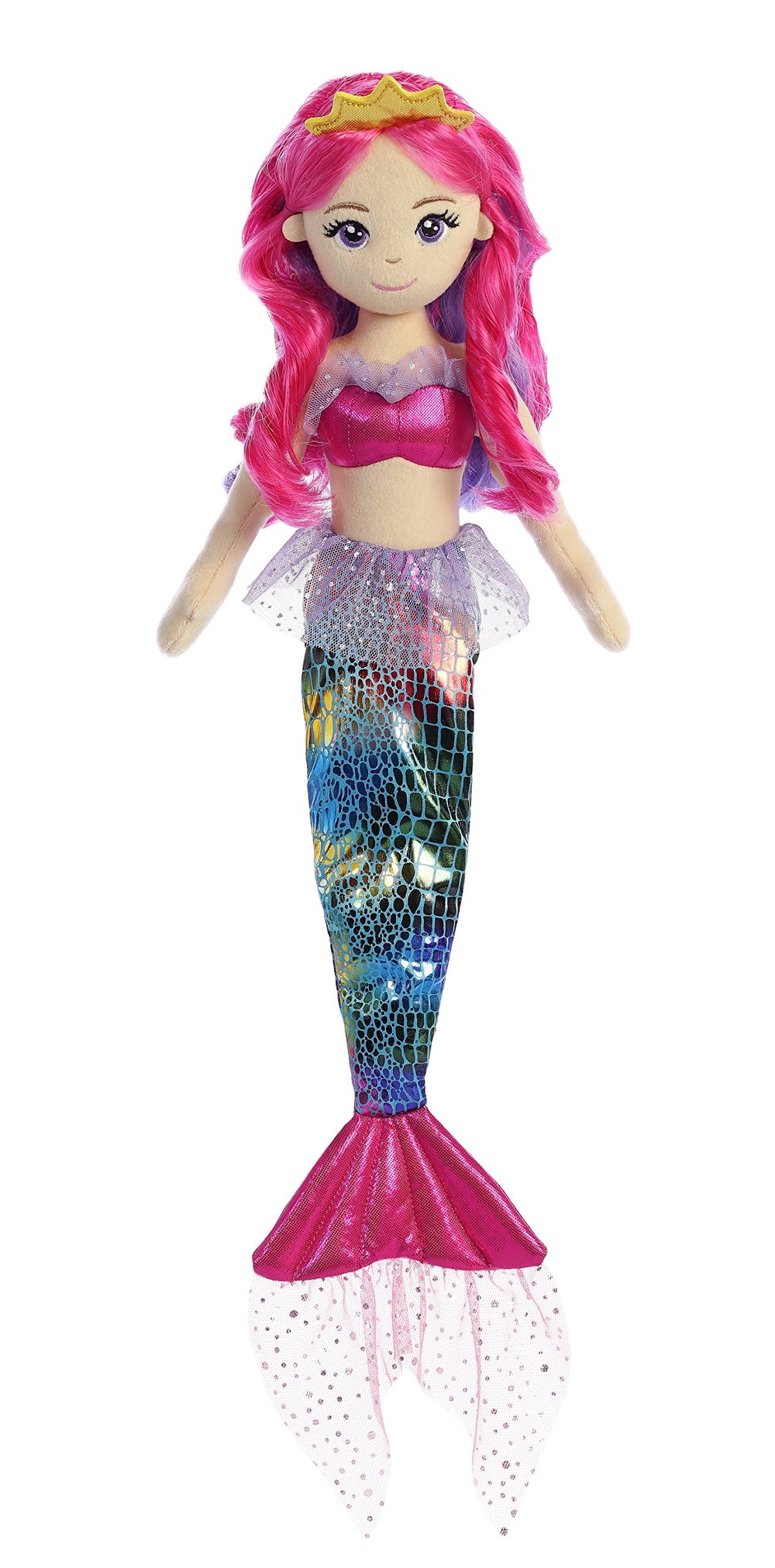Aurora Sea Sparkle doll with glitter tulle adds festive flair during celebrations