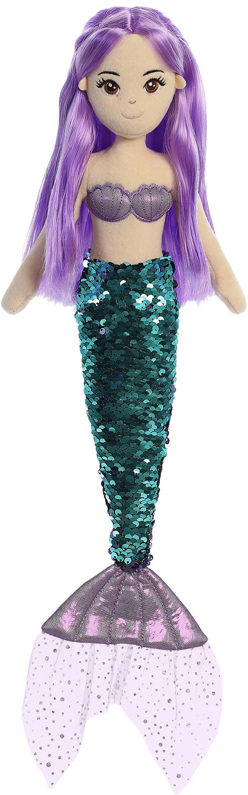 Aurora Sea Sparkles Jenna mermaid doll portrait highlighting plush softness for imaginative play