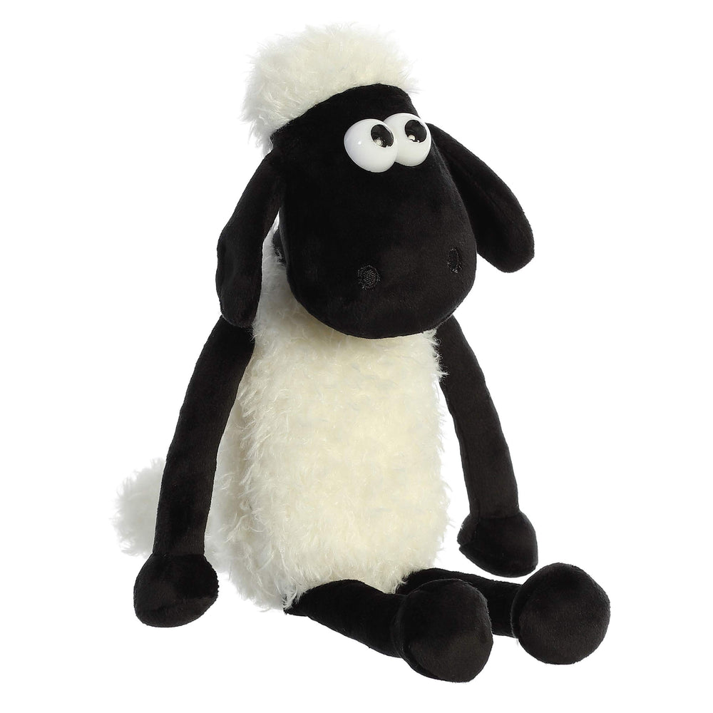 Aurora Shaun the Sheep plush with signature eyes for lifelike charm.