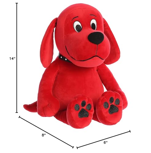 Aurora Sitting Clifford plush – care tips; red color brightens room decor.