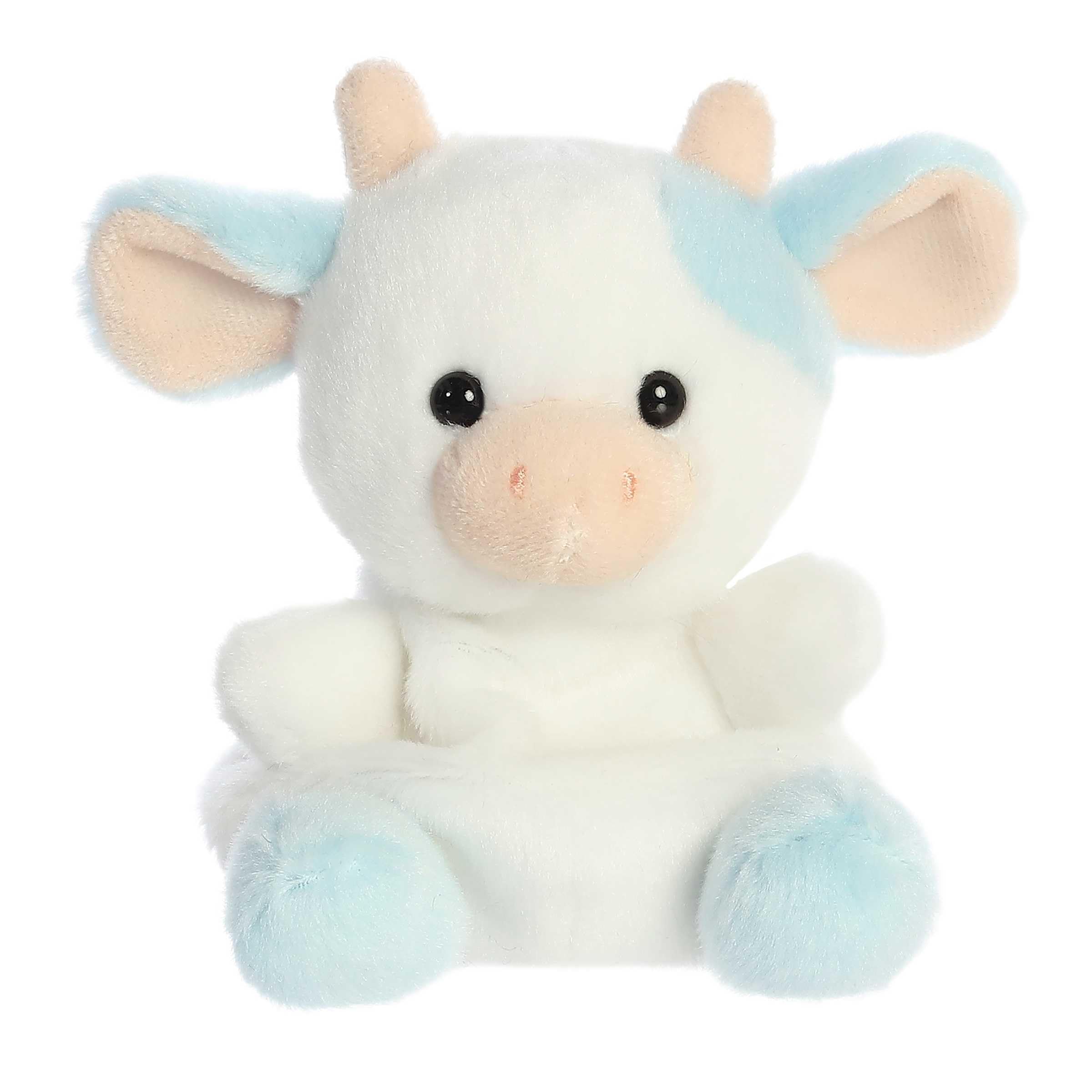 Aurora Skyla Blueberry Cow plush front close highlighting soft texture for cozy cuddles