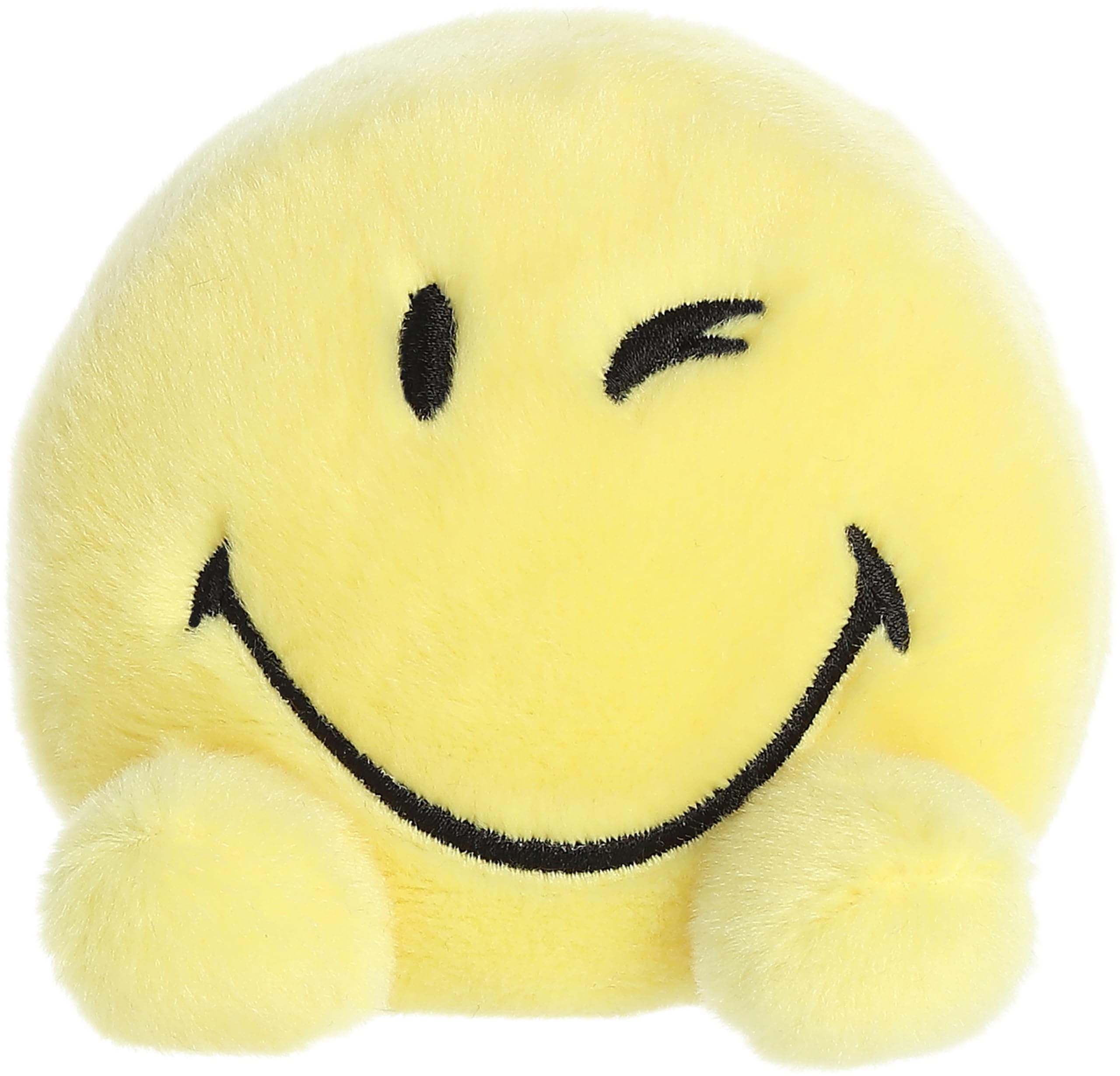 Aurora SmileyWorld Palm Pals Wink yellow handheld size ideal for travel and pocket hugs.