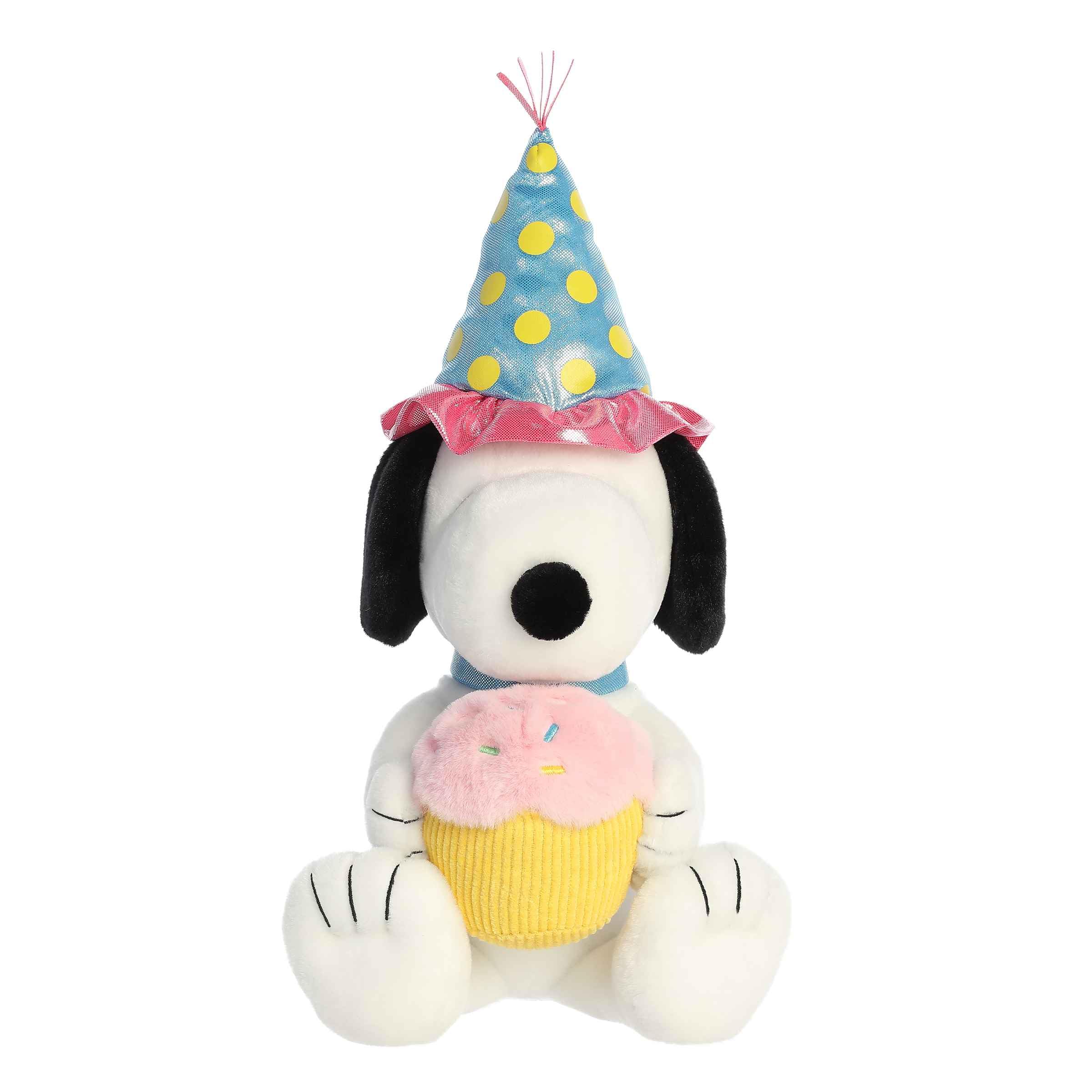 Aurora Snoopy plush close-up showcasing soft fabric for hugs