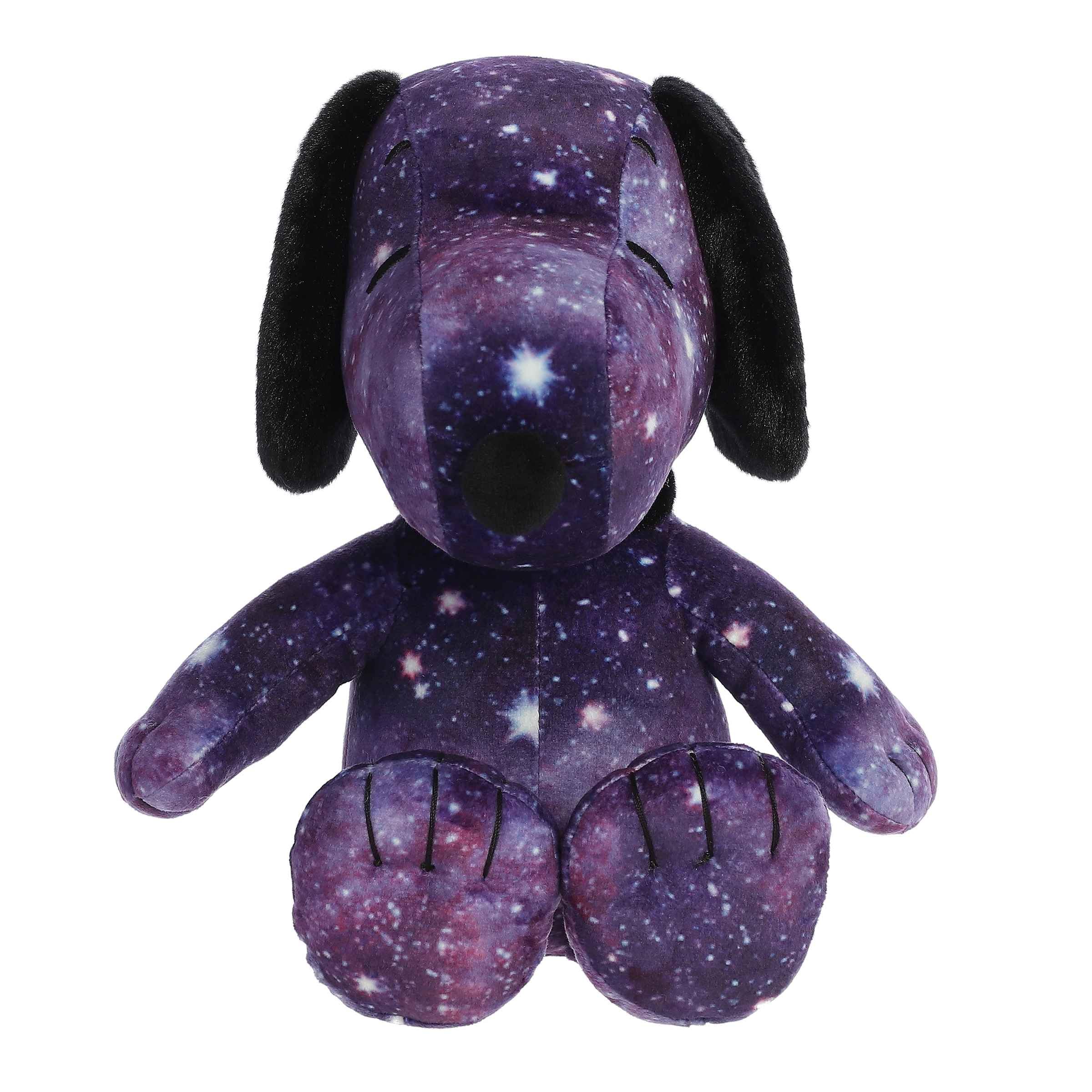 Aurora Snoopy stuffed animal sits upright for comforting hugs during storytime.